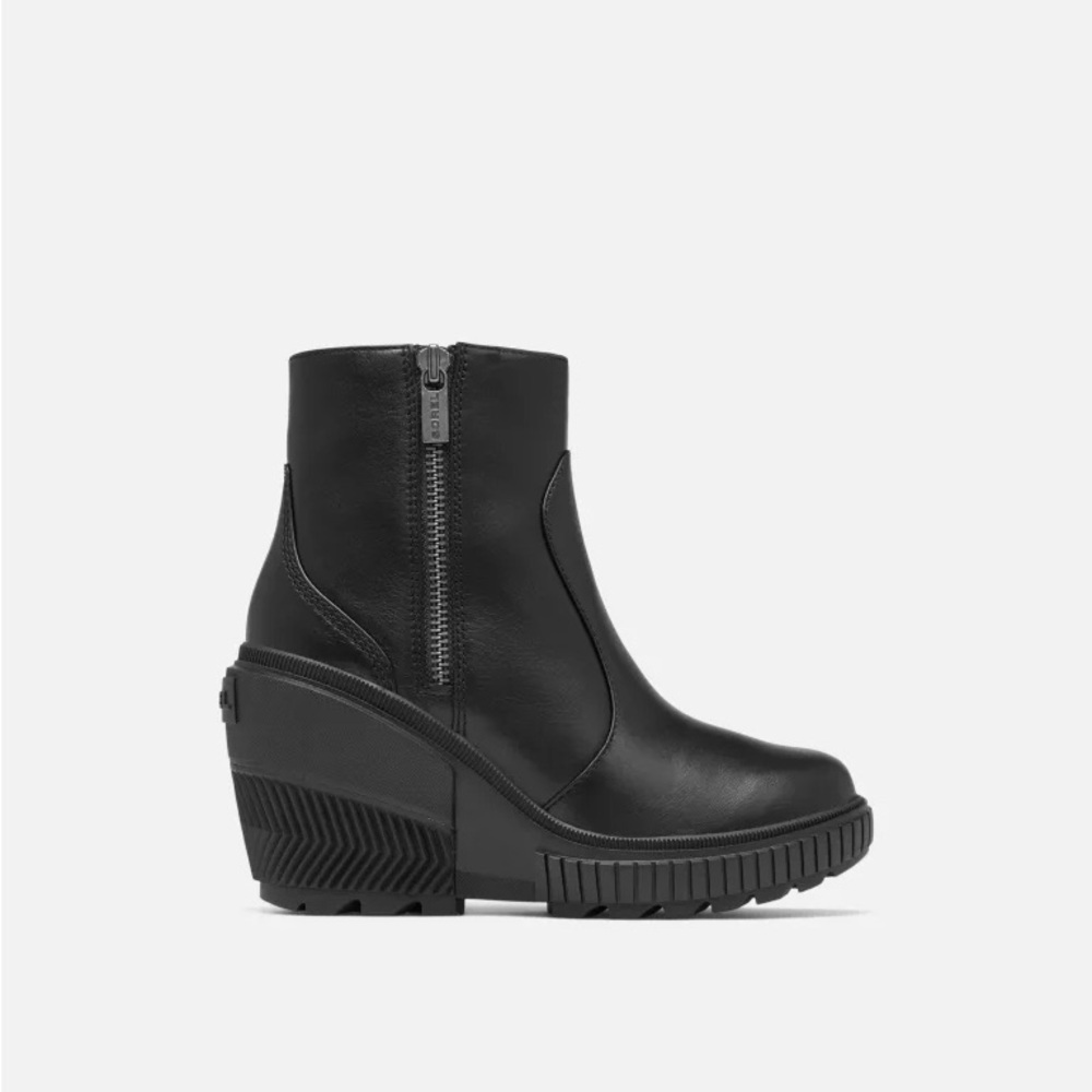 Sorel Ona ONA AVE ZIP WEDGE Black Ankle Boots waterproof size 10